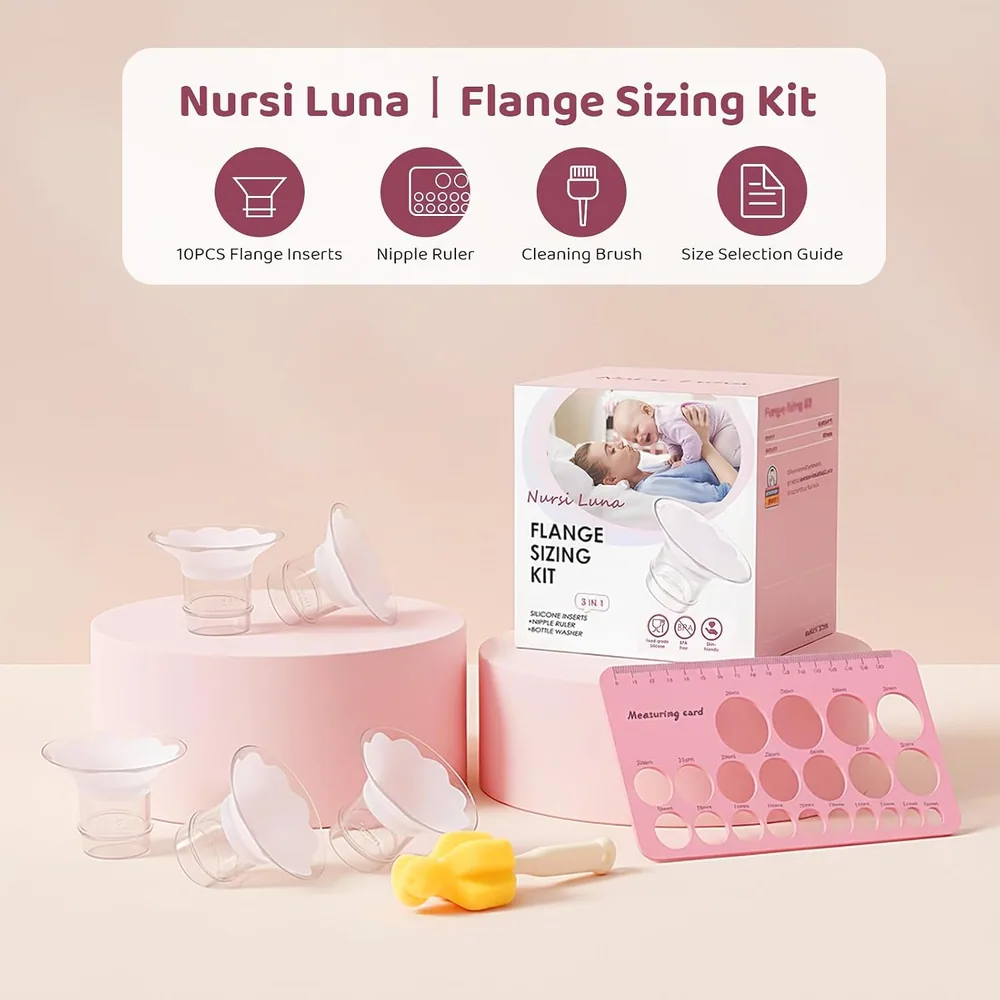 Nursi Luna silicone flange inserts and nipple ruler