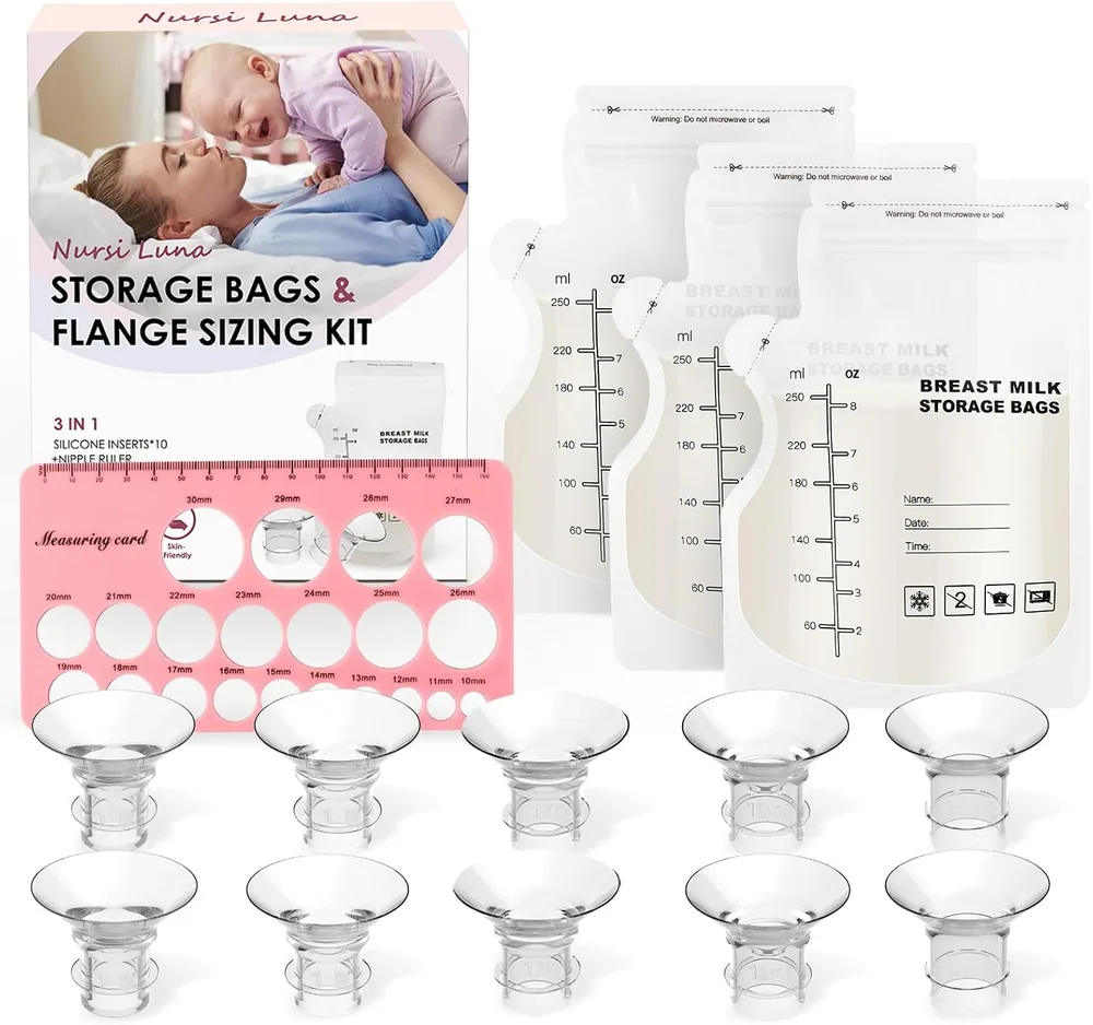 Flange Sizing Kit with 60 Breast Milk Storage Bags